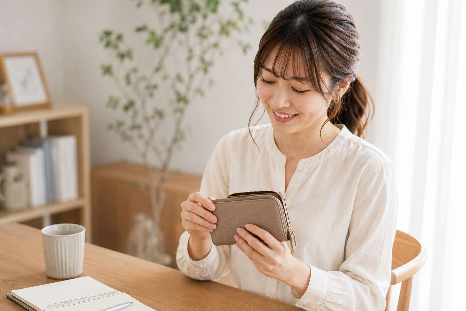 査定後に現金を受け取る様子