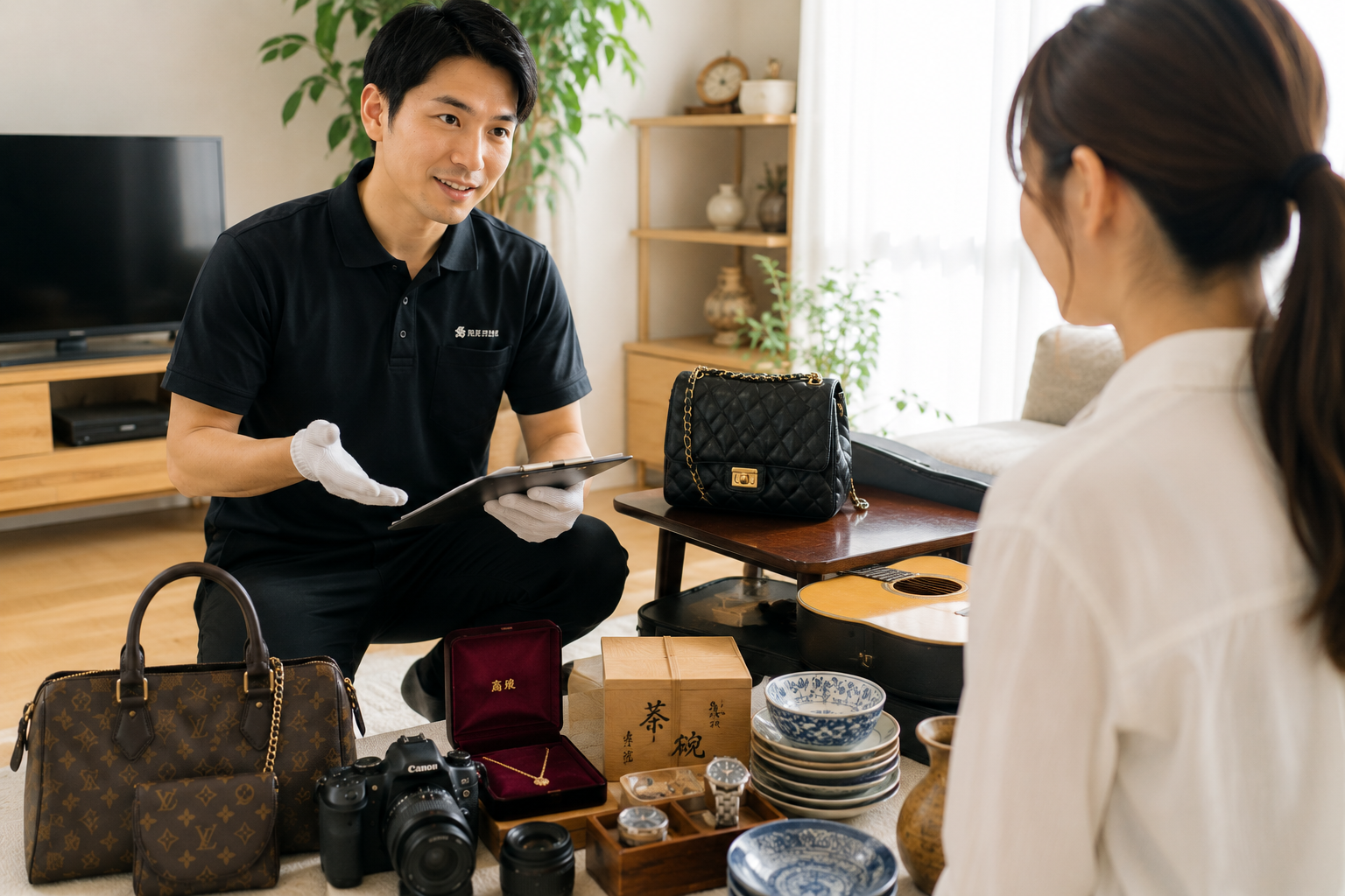 品物を一点ずつ丁寧に査定するスタッフ