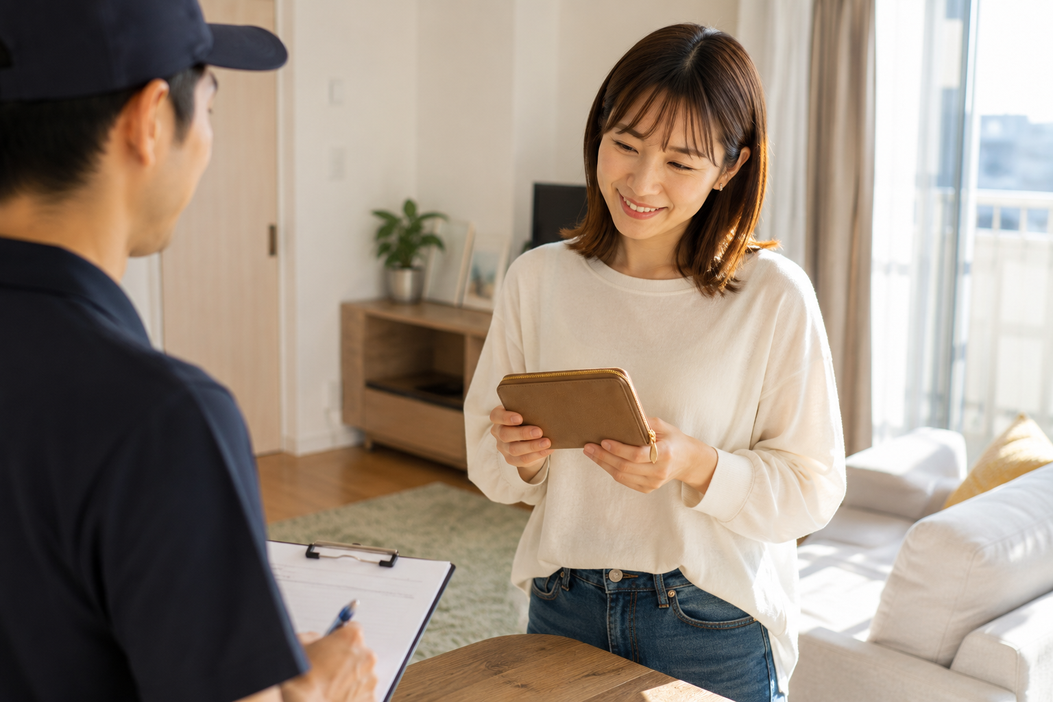 大型家具を搬出するスタッフ